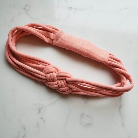 Set of 3 Womens Celtic Knot Headbands in Coral Peach Light Pink Upcycled Stretch - Picture 9 of 10